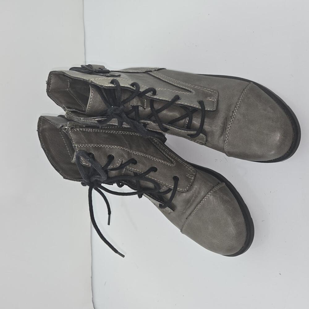 0315 Madden Girl Deliah Women's Combat Booties Grey/Black Size US 9M
